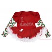 Christmas Max Style Long Sleeve Red Baby Bodysuit Red White Pettiskirt & Sparkle Rhinestone I Love Santa Print JS4850